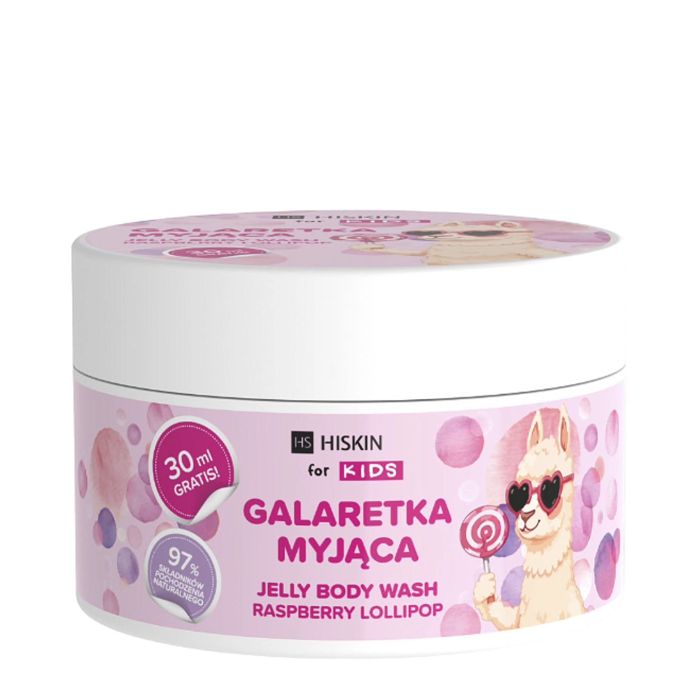HISKIN Kids Galaretka myjąca różowa Raspberry Lollipop 180ml