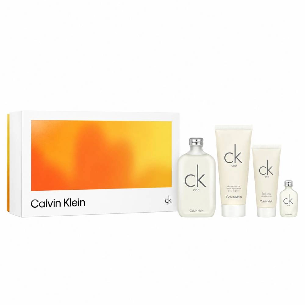 Calvin Klein CK One zestaw woda toaletowa spray 200ml + balsam do ciała 200ml + żel pod prysznic 100ml + woda toaletowa 15ml