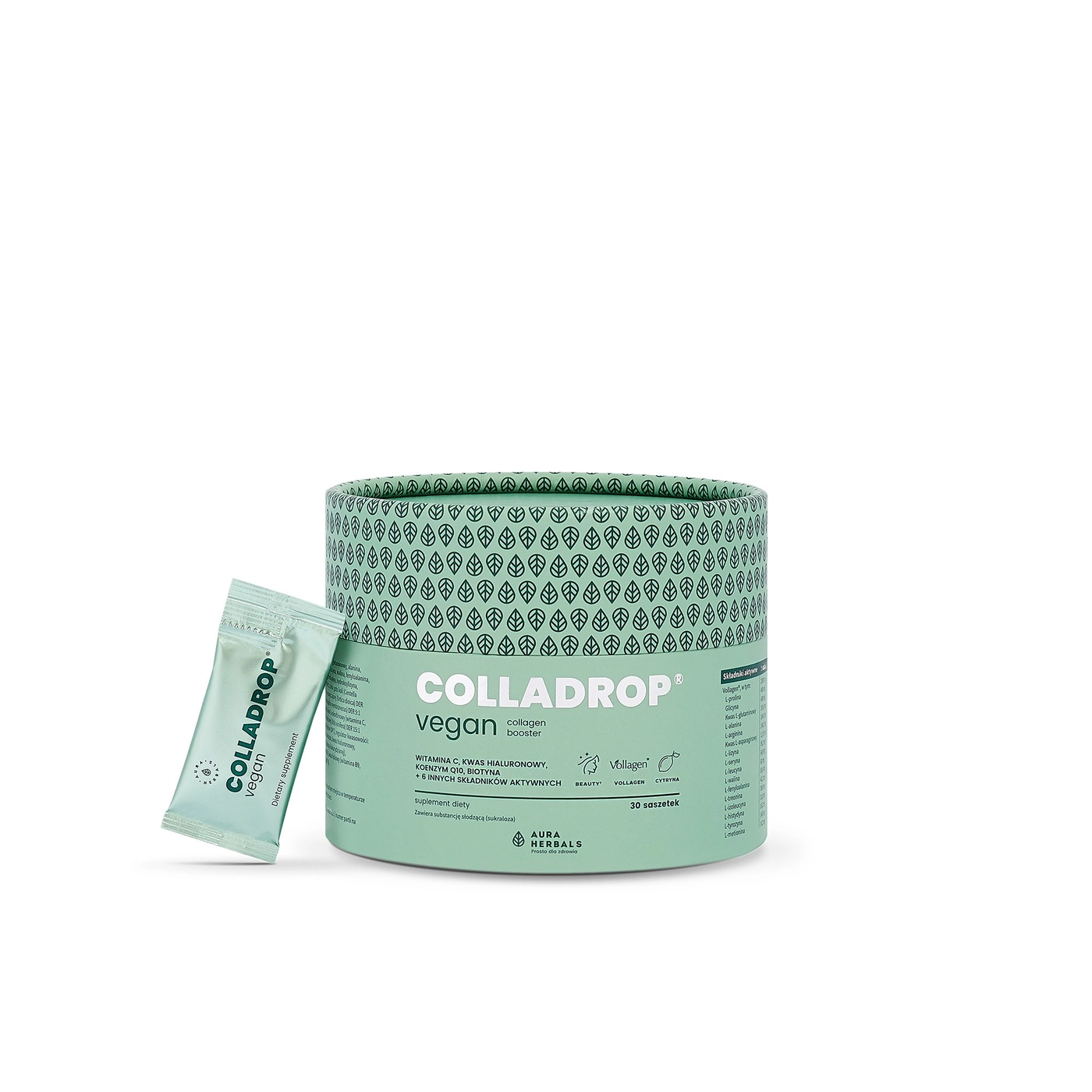 Aura Herbals Colladrop® Vegan - collagen booster Vollagen® 2000 mg - saszetki 30 szt