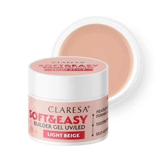 Claresa Nails Żel budujący soft&easy builder gel LIGHT BEIGE 45G