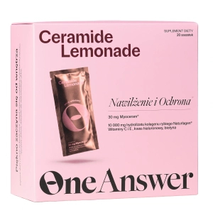 OneAnswer Ceramide Lemonade Nawilżenie i Ochrona - suplement diety 10 000 mg kolagenu + ceramidy + kwas hialuronowy o smaku wiśniowym 20 saszetek