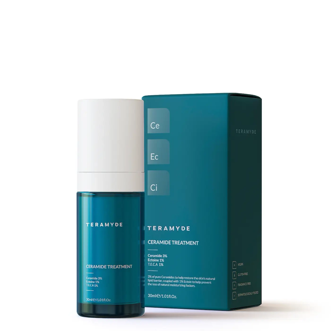 TERAMYDE CERAMIDE TREATMENT – REGENERUJĄCA TERAPIA CERAMIDOWA (3%), Z EKTOINĄ (1%) I CICA (1%) 30 ML