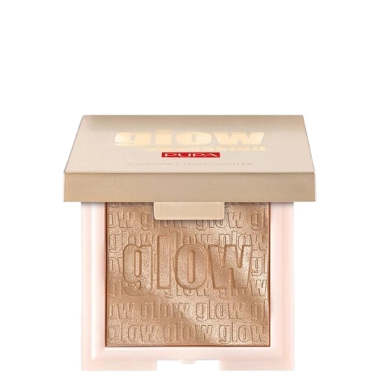 Pupa Milano Glow Obsession Compact Highlighter All Over Compact Highlighter - Pure Light Effect - Kompaktowy rozświetlacz do twarzy i ciała o efekcie czystego światła Rose Gold 6 g