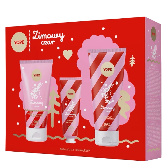 YOPE Zestaw Zimowy Czar Zestaw Prezentowy - Żel pod prysznic 200 ml + Balsam do ciała 150 ml + Krem do rąk 50 ml