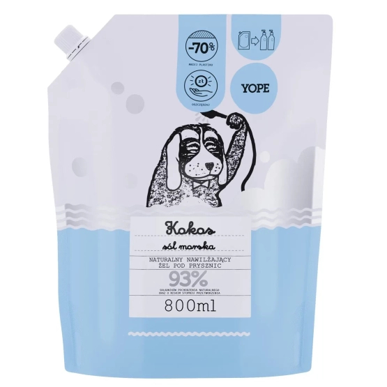 YOPE Naturalny żel pod prysznic Kokos i sól morska Refill 800 ml