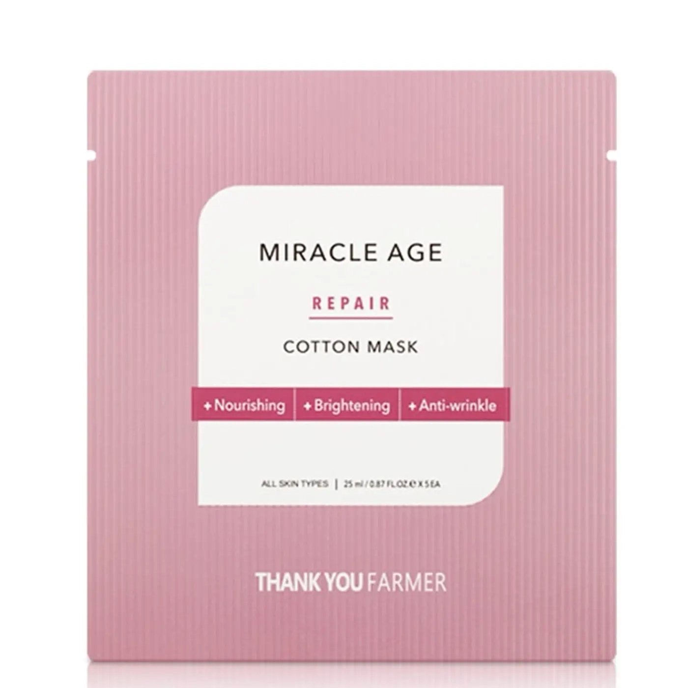 THANK YOU FARMER Miracle Age Repair Cotton Mask - Maska w płachcie nasączona składnikami przeciwstarzeniowymi 1 sztuka