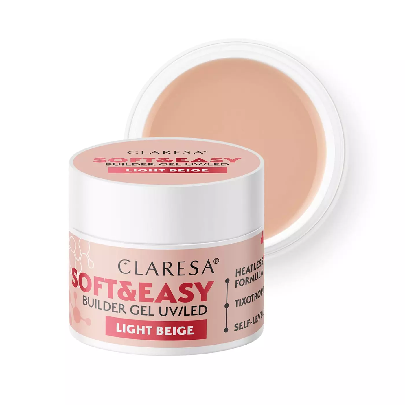 Claresa Nails Żel budujący soft&easy builder gel LIGHT BEIGE 45G