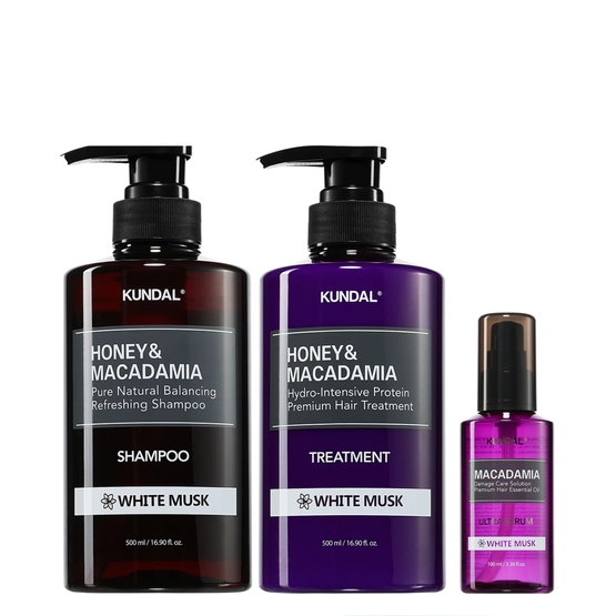 KUNDAL Zestaw do pielęgnacji wlosów: Szampon + odżywka + serum w olejku BIAŁE PIŻMO