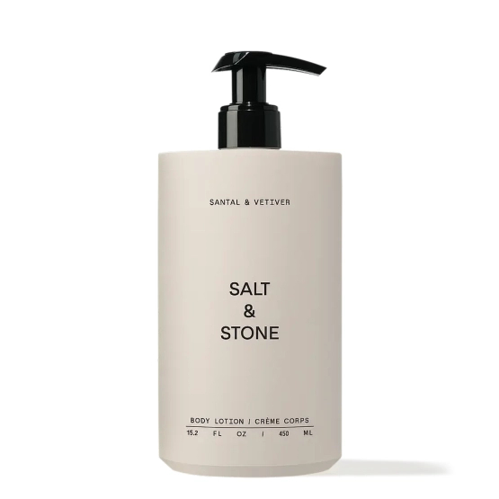 SALT & STONE Natural Body Lotion Santal & Vetiver - Naturalny perfumowany balsam do ciała o zapachu drzewa sandałowego i wetywerii 450ml