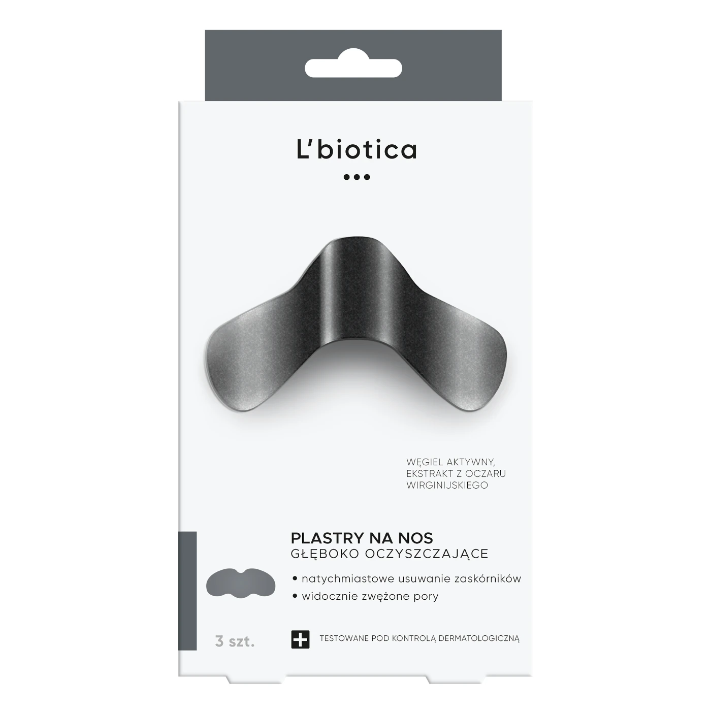 L'biotica Charcoal Głęboko Oczyszczające plastry na nos z węglem drzewnym 3 pary