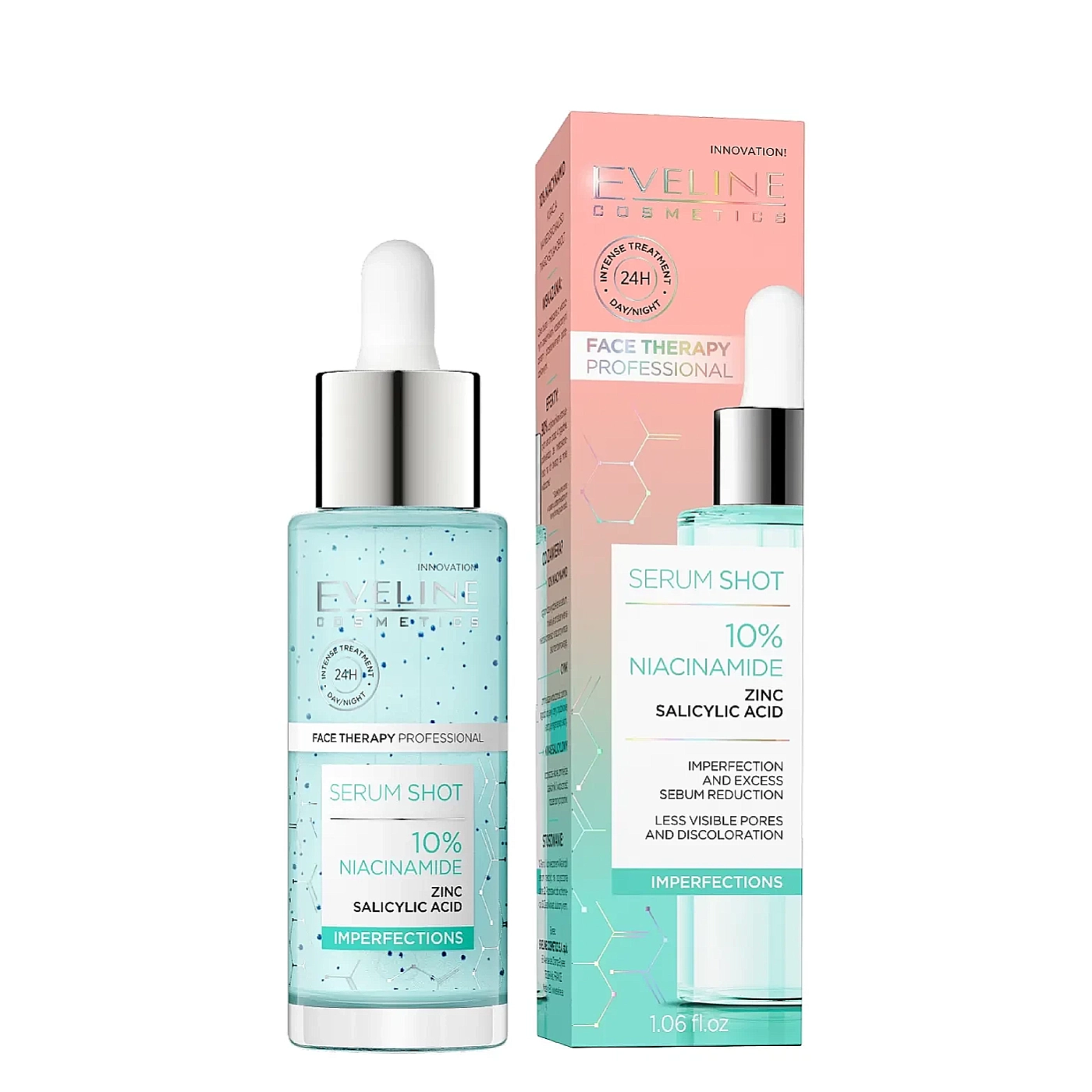 Eveline Cosmetics SERUM SHOT Kuracja 10% niacynamid na twarz, szyję i dekolt 30 ml